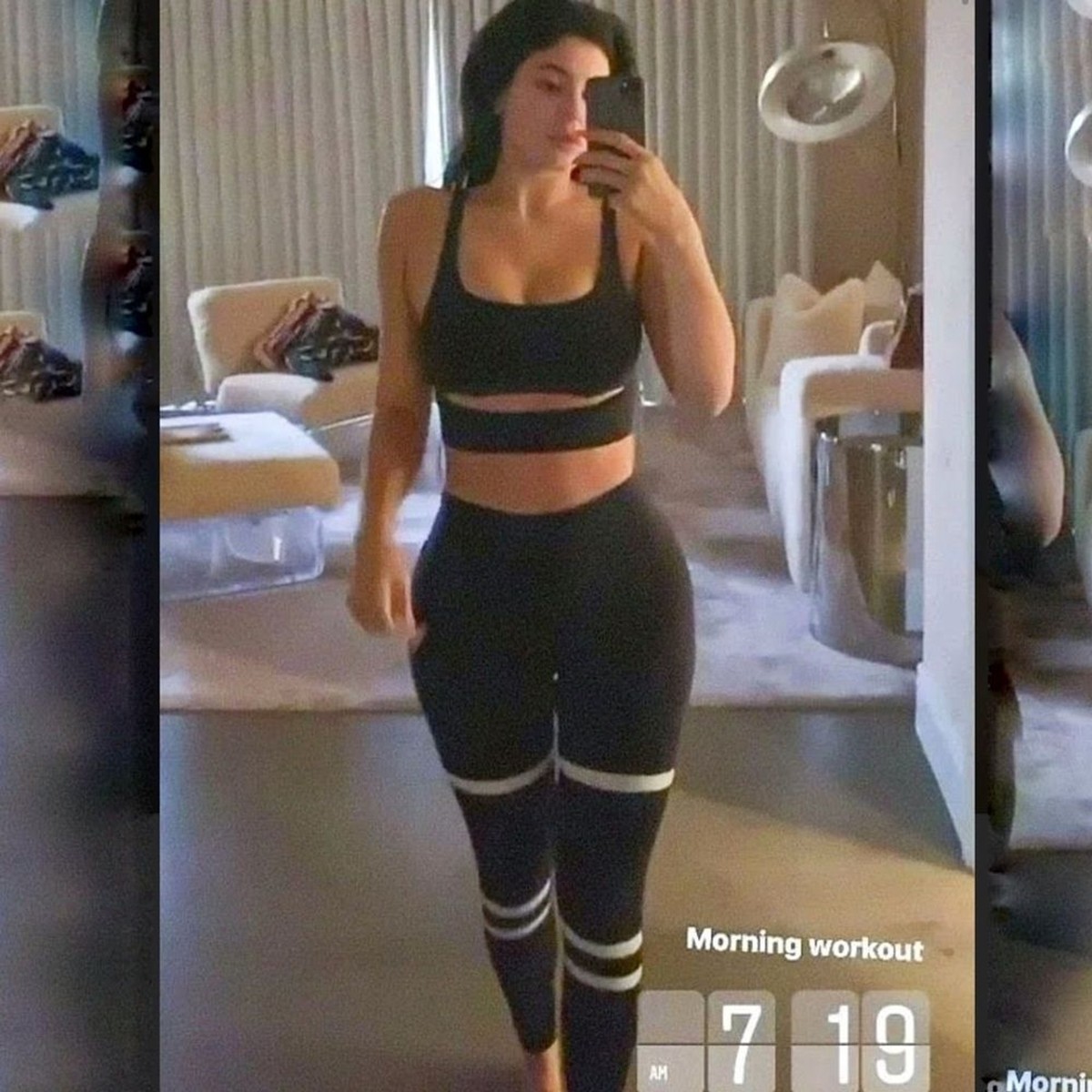 SET Alo Yoga Outfit seen on Kylie Jenner (Legit Stripe Legging