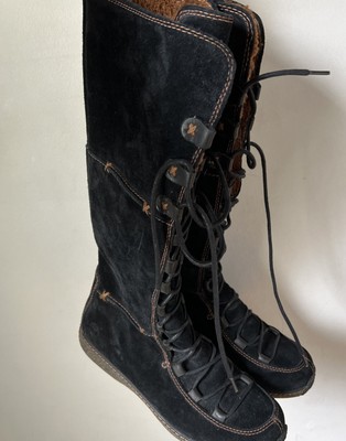 Timberland Black Leather Tall Lace Up Boots Women's Size 7.5 M 15” Tall |  eBay