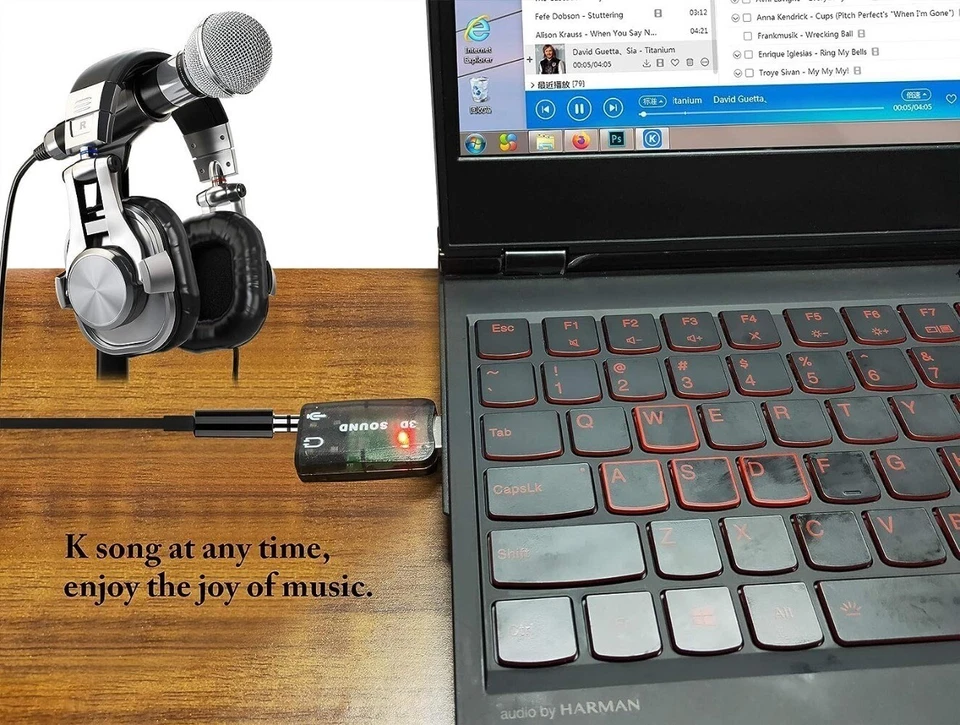 AZNCOS External 5.1 USB Stereo Sound Card USB 2.0 to 3D Audio Sound Card, 2-6pcs - Image 4 of 4