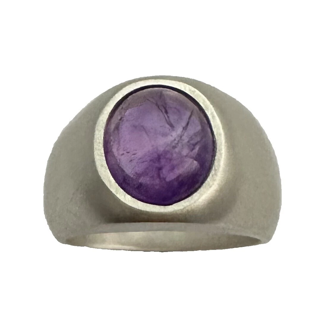 Кольцо мужское 9,5 аметистовое стерлинговое серебро