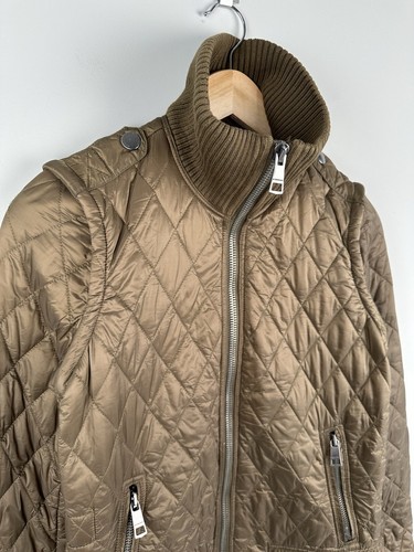 BURBERRY BRIT Quilted Jacket & Vest Full Zip Check Nova Khaki Women's Size XS - Picture 5 of 15