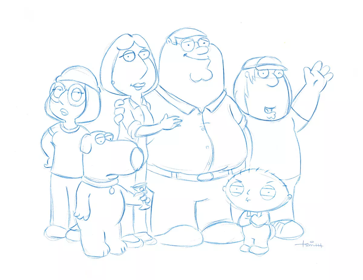 Family Guy Blue Line Convention Sketch by Animator Original Art