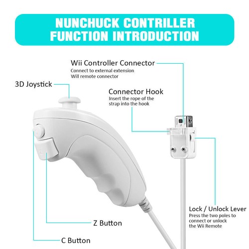 Weiß Wiimote mit Motion Plus, Fernbedienung Nunchuck Für Nintendo Wii / WIIU GZ - Bild 16 von 19