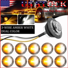 10x Round Dual Color Amber White Drl Truck Trailer 34 Led Side Marker Lights 10x Round Dual Color Amber White Drl Truck Trailer 34 Led Side Marker Lights
