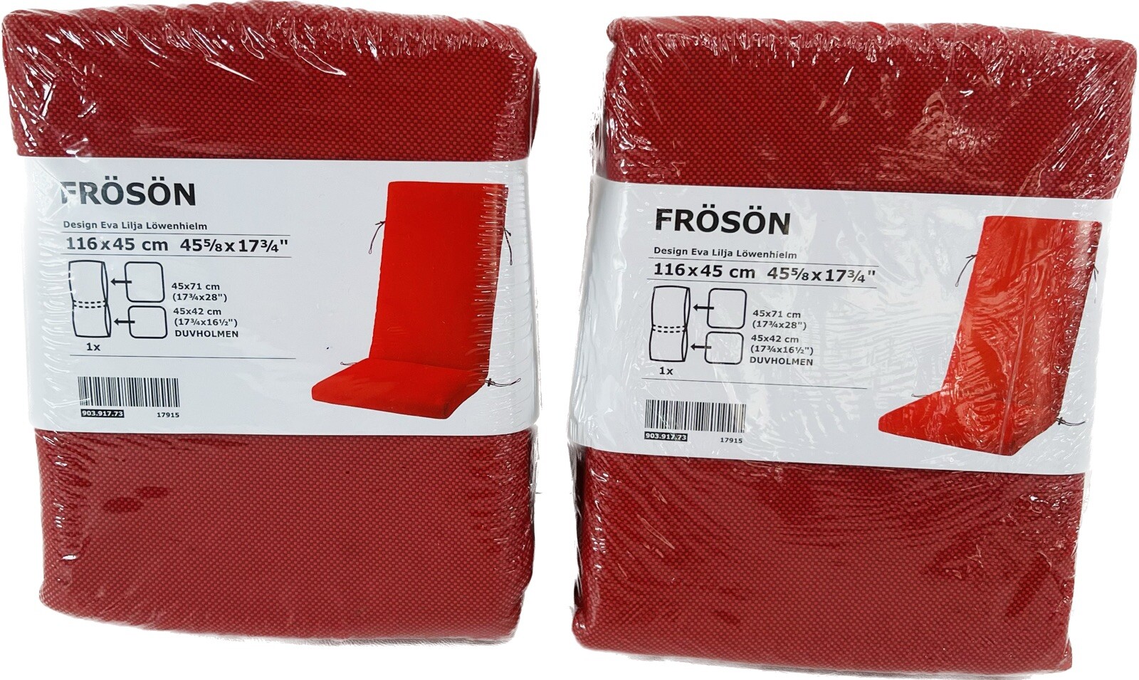 Ikea Froson 2 Red Outdoor Chair Seat Cushion Cover Lot NEW 45 5/8” X 17