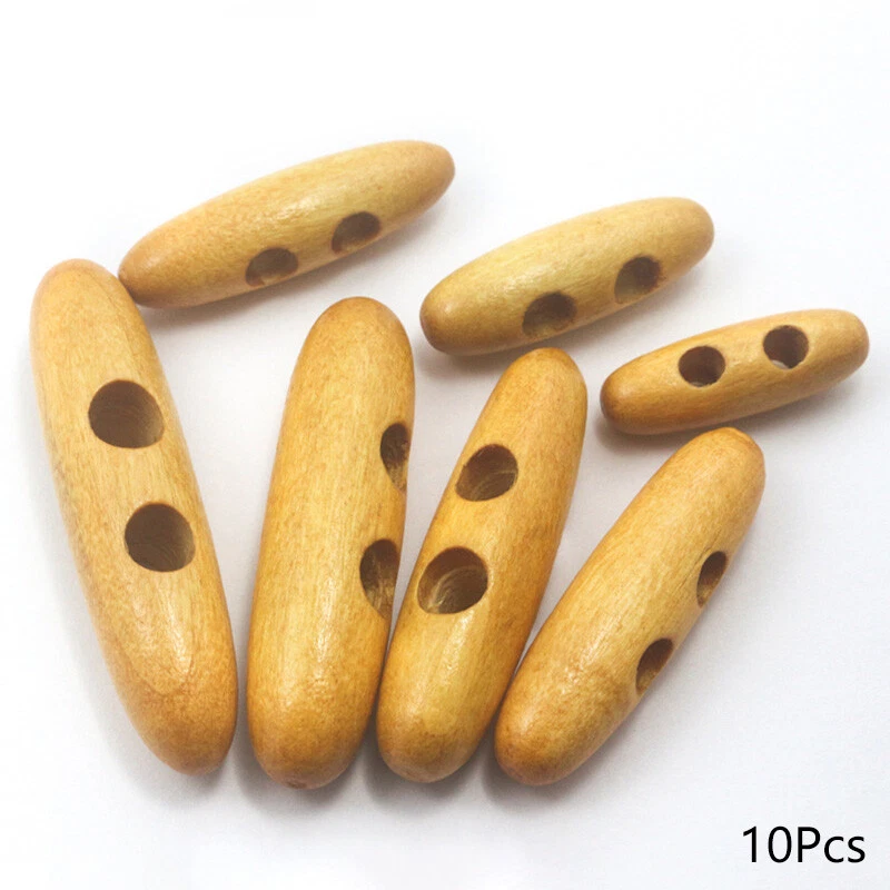Wooden Toggle Duffle Buttons 2 Holes Sewing Knitwear Coat Craft 30/40/50/60mm1 - Image 4 of 4