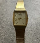 Vintage Seiko Womens Tank Style Watch 20mm Gold Tone Case/Band 3421-5170 Bin H