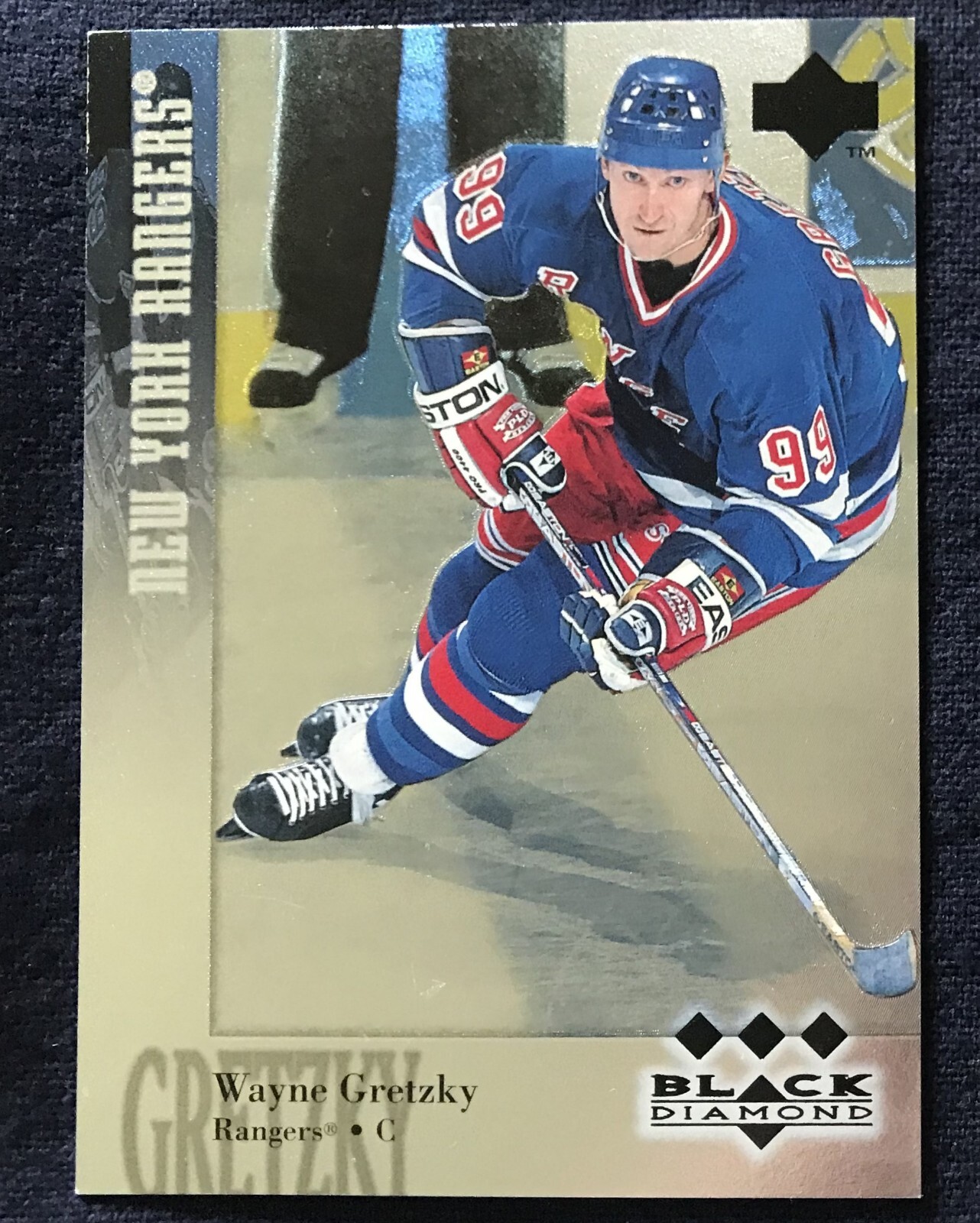 Wayne Gretzky Black Diamond Triple SP card 180 SAMPLE, 1996 -97 NHL, Rangers