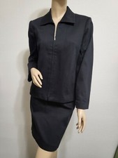 Talbots 2 Piece SkIrt  2 Petite  Blazer 4 Pet Suit Set Black Cotton Blend