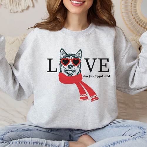 Siberian Husky Sweatshirt Valentine's Day Shirt Love Dog Mom Top Dog Lover Gift - Picture 8 of 12