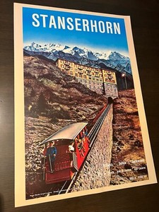 STANSERHORN Swiss Mountain- Alps Vintage Poster: Train - Funicular 🇨🇭 Poster