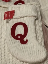 New Target Wondershop Letter Q Knit Monogram Mini Stocking White 8" Christmas