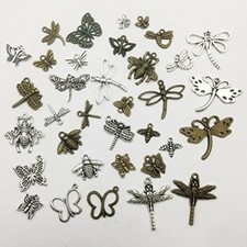 70 Dragonfly Charms Silver Bronze Dragonfly Pendants Steampunk Insect Butterfly