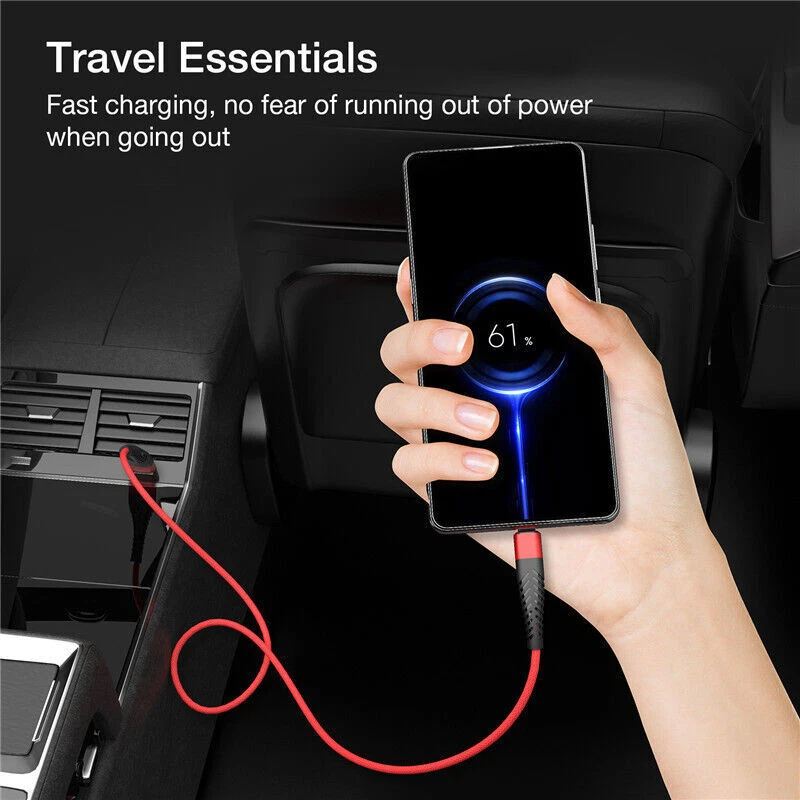 Braided USB Type-C USB-C to USB-A Fast Charge Cable Charger Lot Charging Cord - Image 4 of 4