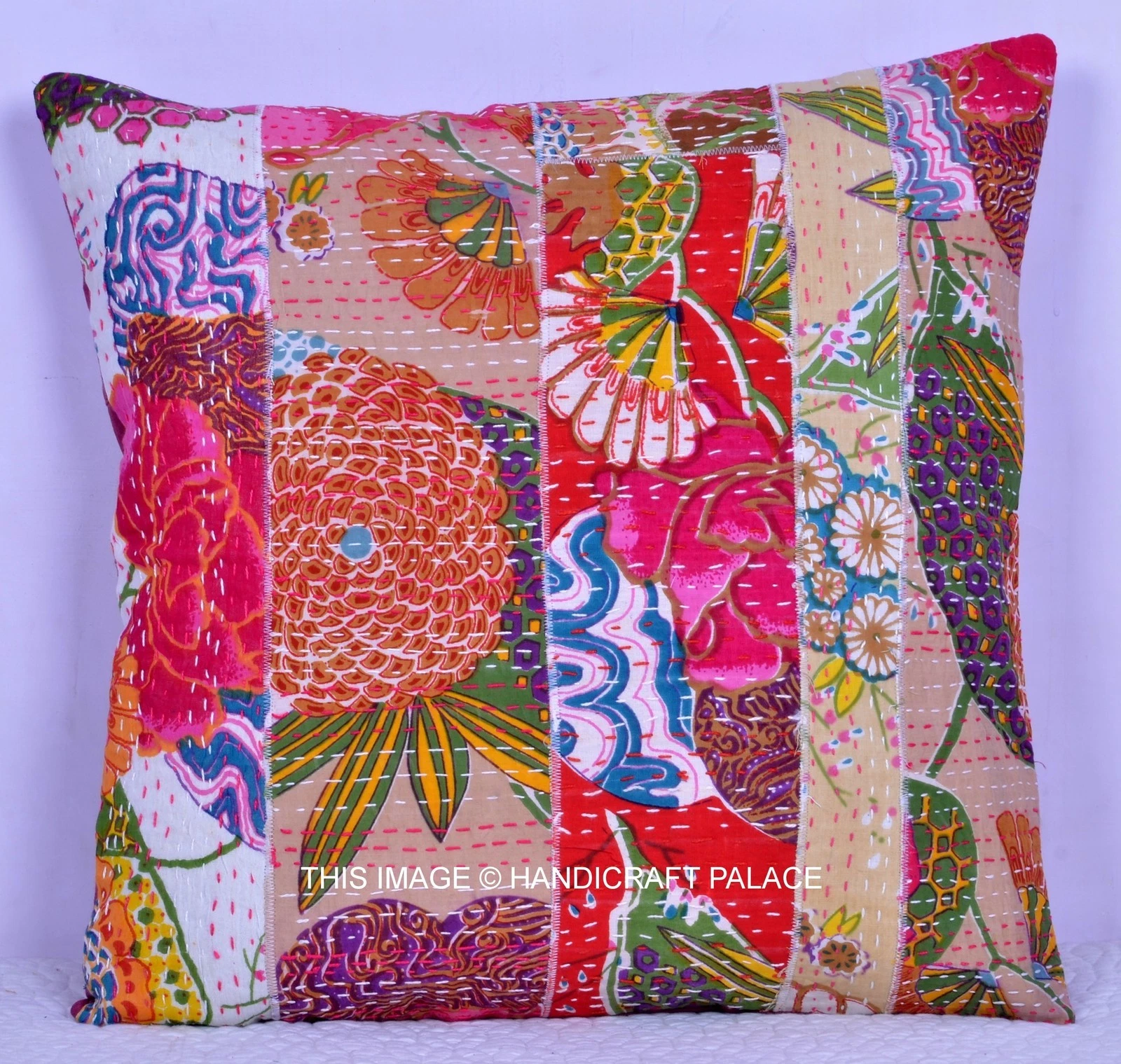 Indien Patchwork Kantha Decorative Throw Cushion Cover 16" Home Decor Sofa Sham