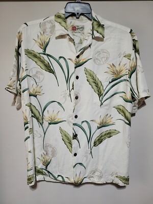 Hawaiian Original Hito Hattie Floral Palm Tropical Shirt Medium Button Up