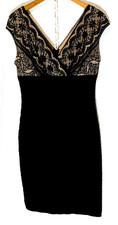 Adrianna Papell Womens Little Black Dress Formal Knee Length Size 8 Lace