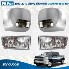 Front Bumper End Capfog For 2007-2010 Chevy Silverado 2500 3500 Chrome Pair Lr Front Bumper End Capfog For 2007-2010 Chevy Silverado 2500 3500 Chrome Pair Lr