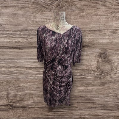 Women s Connected Apparel Purple Print Summer Dress 14 P