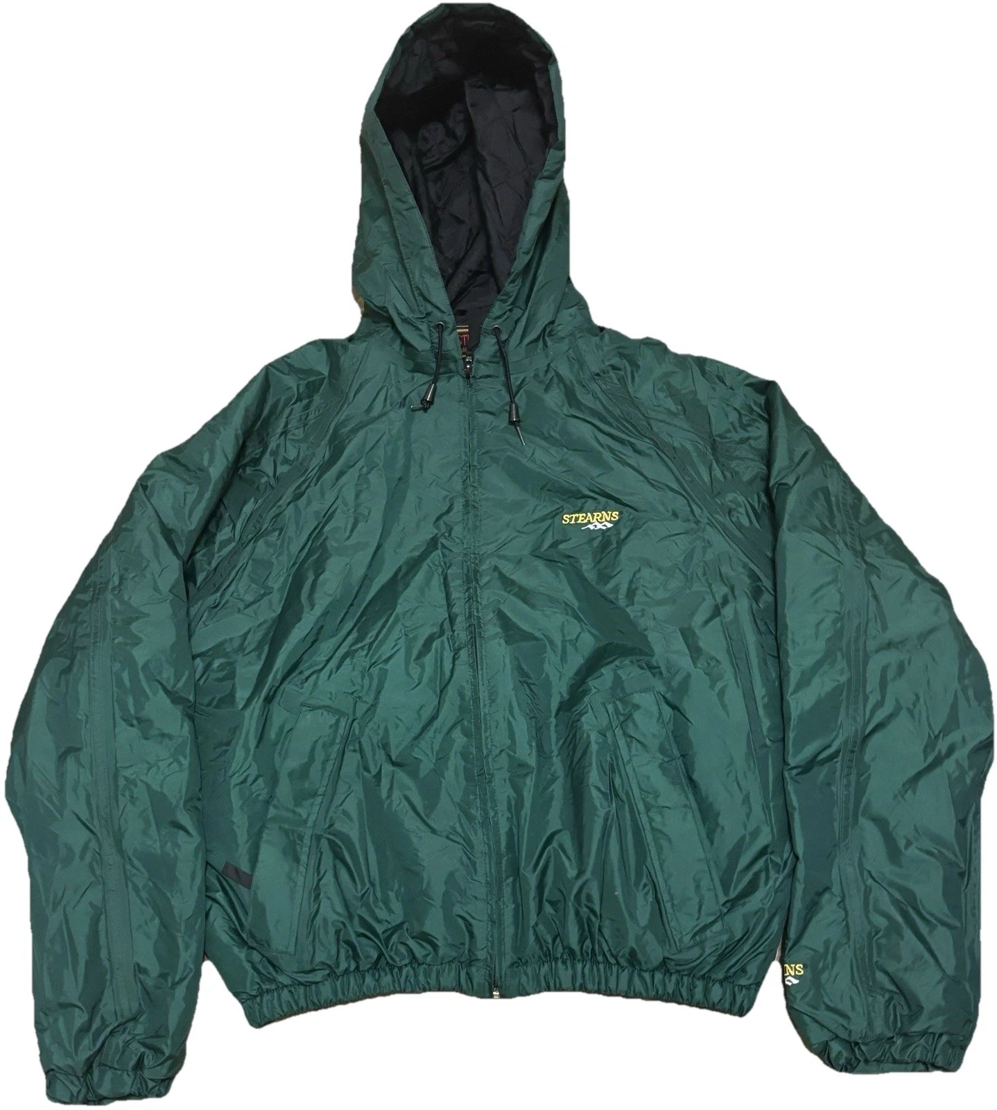 Stearns Dry Wear Jacket Men's Size Large Forest Green Insulated Hooded 8616 Boat