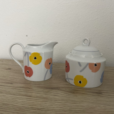 Studio Nova Poppy Promenade Cream and Sugar Bowl Set with Lid Creamer Pitcher
