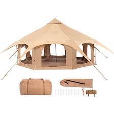 5M Canvas Bell Tent 4 Seasons for Camping Yurts with Stove Jack 6-8 Persons