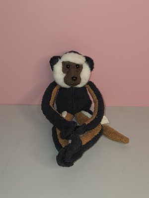 Russ Berrie Luv Pets Monkey Benny Brown Black Bean Bag Hook & Loop Plush 9''