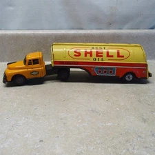 Vintage Japan Tin Shell Best Oil Tanker Truck, Friction, ABC, 13"