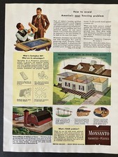 1946 Monsanto Chemical Plastics House Barn Office Color Vintage Print Ad