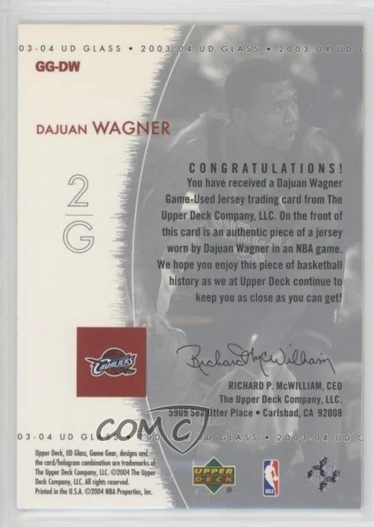 2003-04 UD Glass Game Gear Jerseys Dajuan Wagner #GG-DW - Image 2 of 2