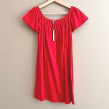 ASOS Womens Red Off Shoulder Cotton Mini Dress Flutter Sleeve Size 2 NEW