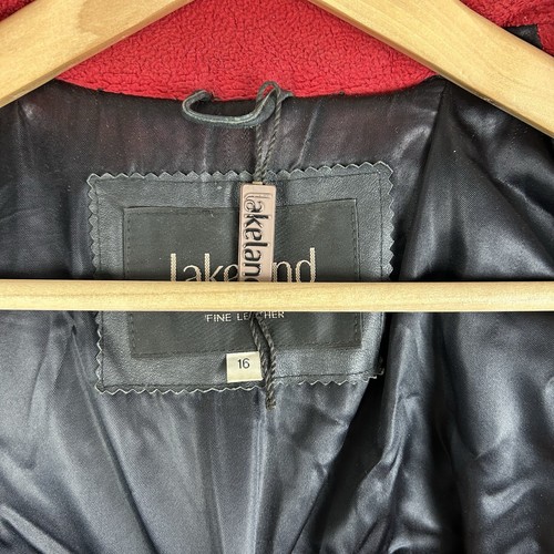Lakeland Leather Jacket Womens UK 16 XL Black Full Zip Hooded Coat Parka - Picture 16 of 18