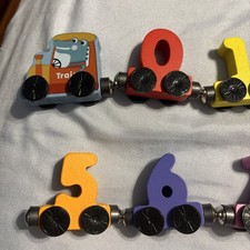 Magnetic Wooden Alphabet Number Toy Trains Set for Kids Toddlers, Number Trains