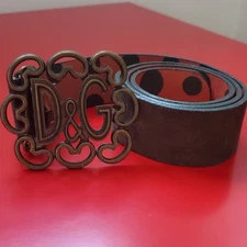 D&G Dolce & Gabbana Green Suede Belt 90cm Green Suede Belt