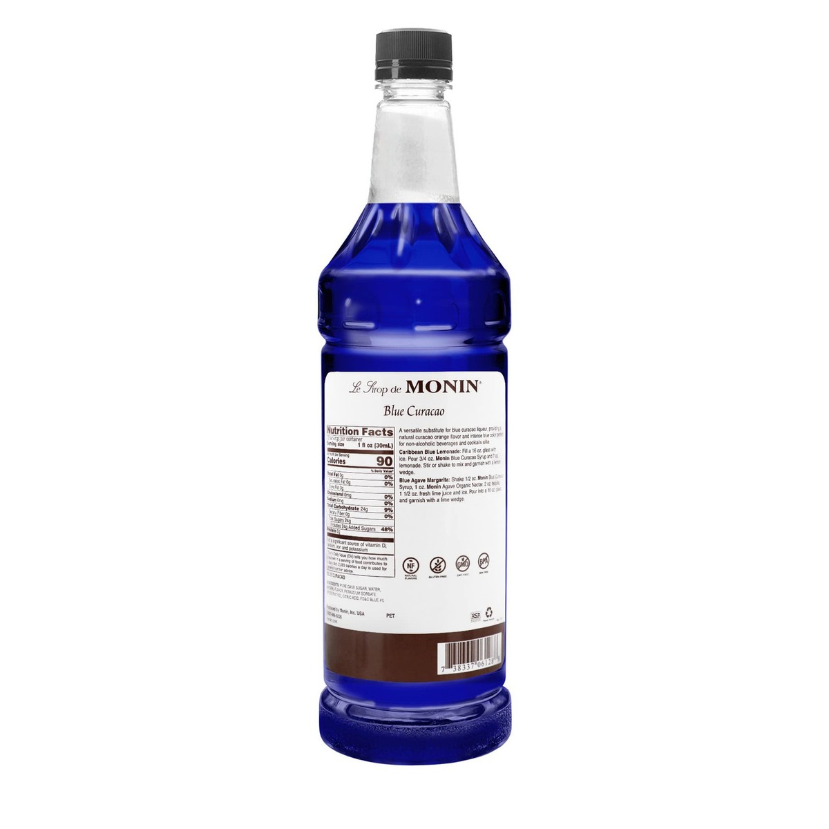 Monin Blue Curacao Syrup 33.81 Fl Oz Gluten Free Alcohol Free
