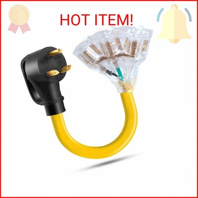 30 Amp to 20 Amp 110V RV Cord Distribution Plug Adapter, NEMA TT-30P to 3X 5-20R