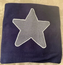 Gymboree Vintage Star Baby Blanket Striped Navy Blue/White Reversible 90s Cotton