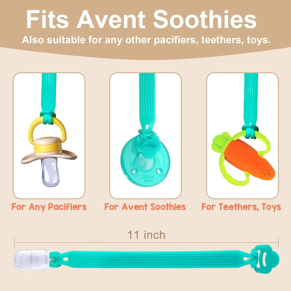 Clip de chupete de silicona con anillo adaptador para chupete Philips Avent, paquete de 2 Foto 2 de 4
