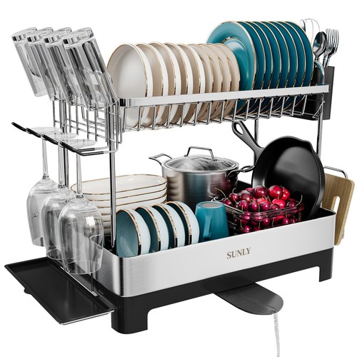 2 Tier Dish Drying Rack, Extra Large Dish Rack, Multifunctional Large Dish Dr...