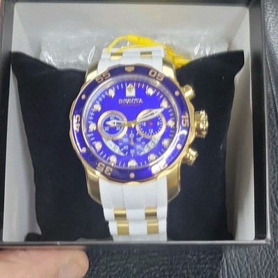 Invicta Pro Diver Men's Quartz Wristwatch Chronograph Blue Dial Gold Case 100M#4