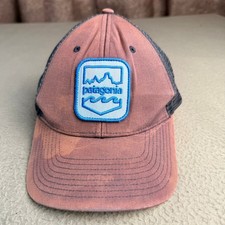 Patagonia Fitz Roy Horizons Trucker Hat Brown Navy Blue Distressed Snapback Cap