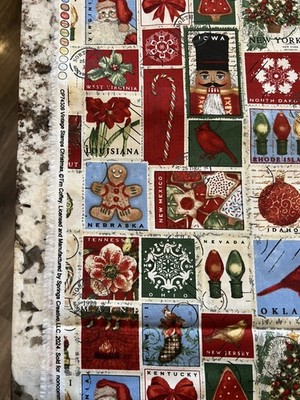 3 Yards Springs Creative 2024 Vintage Stamps Christmas by Tim Coffey Fabric New