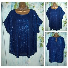 NEW Next Cobalt Blue Sequin Top Size 16 Sparkle Party Occasion Evening Cruise