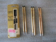 CROSS GOLD FILL 10K/12K/14K PEN (3) & PENCIL (3) SET (6) + NOS REFILL -RCA BADGE