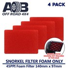 4 x 3" AOB Snorkel Pre Filter Cleaner Air Filter Coarse Foam 45PPI RED 140x97mm
