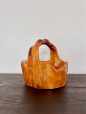 Primitive Hand Carved Burl Wood Basket
