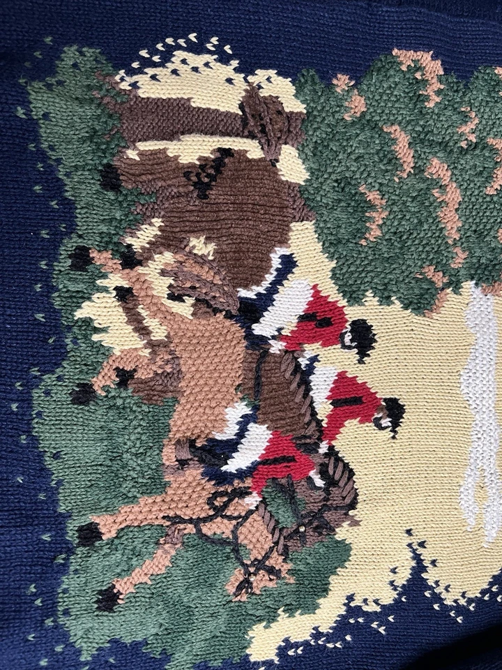 Suéter Vintage Años 90 Marisa Christina Talla M Tejido a Mano Jinetes a Caballo Foto 2 de 4