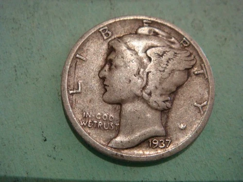 1937 D  Mercury Dime - Fine- cond  , actual coin in photo