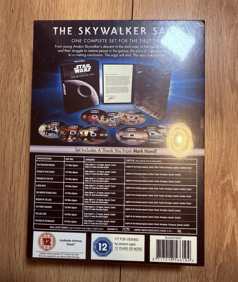 Star Wars The Skywalker Saga 12 DVD Box Set 9-Movie Collection R0 Cert 12 - New - Image 2 of 4