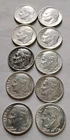 Lot of 10 - U.S. 90% Silver Roosevelt Dimes 1964 Various Mints XF $1 Face #17